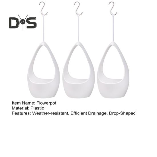 Wisząca doniczka w kształcie kropli z otworem drenażowym, wieszak na rośliny, wiszący kosz z metalowym haczykiem do dekoracji ogrodu wewnętrznego i zewnętrznego