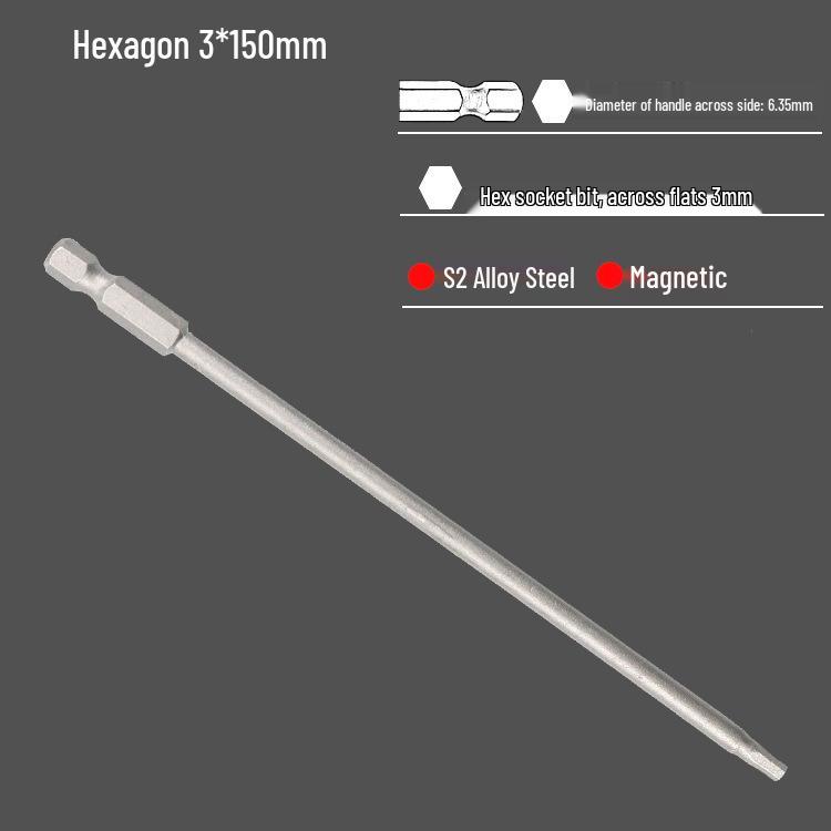 S2 Air Impact Hex Socket Bit Set, Pneumatic & Electric Screwdriver, 1/4 Strong Magnetic