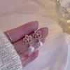 1 Pair Elegant Flower Pendant Earrings Rhinestone Imitation Pearl Sweet Alloy Earring Daily Holiday Wear Women Jewelry Accessory