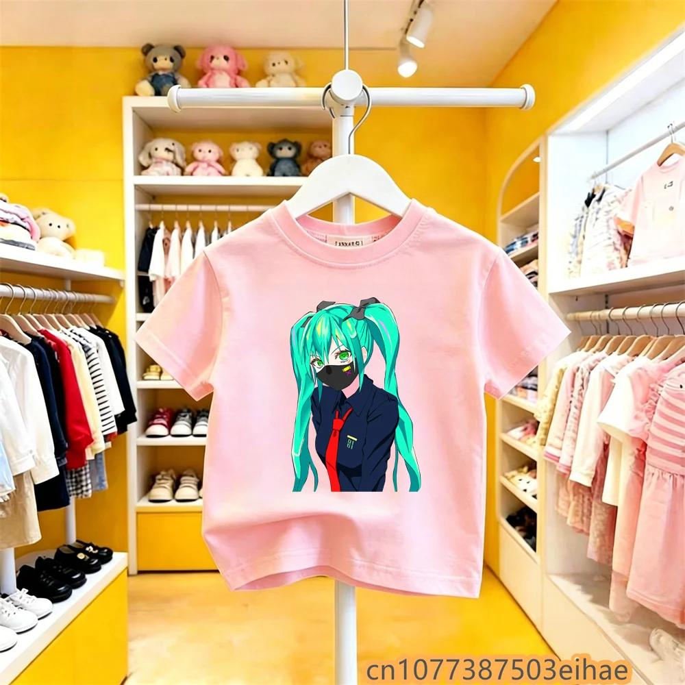 Hatsune Miku Anime Future Peripheral Collaboration Pure Cotton COS Anime Cartoon Printed Boys and Girls New Casual Tshirt