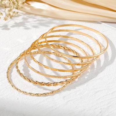 Schmuck, Rhombus Twist Glänzendes Armbandset, Unregelmäßiges Punk-Armbandset