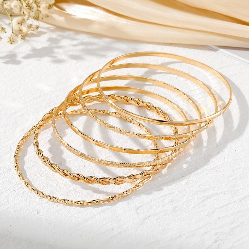 Jewelry, Rhombus Twist Glossy Bracelet Set, Irregular Punk Bracelet Set