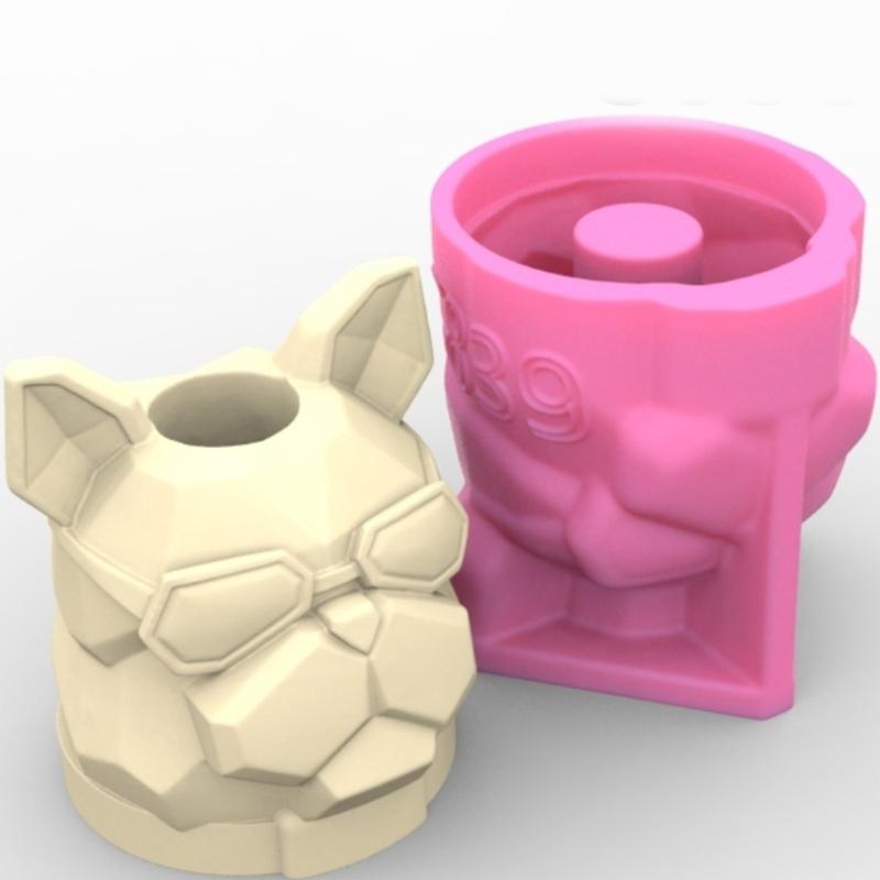 Innovative Silicone Flower Vase Mold Bulldog Shape Flexible Ornament Molds Silicone Flowerpot Mold Suitable for Crafting