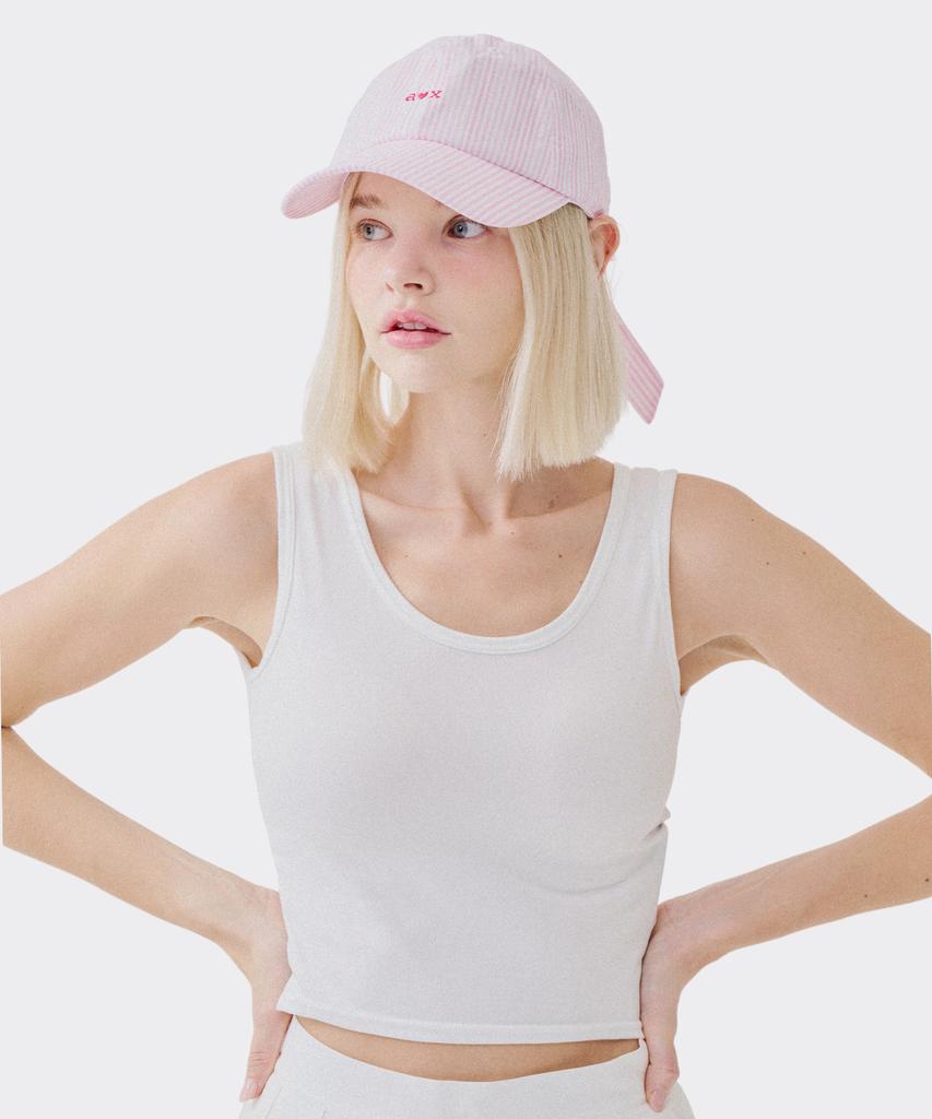 AOX Aox Stripe Ribbon Ball Cap Pink
