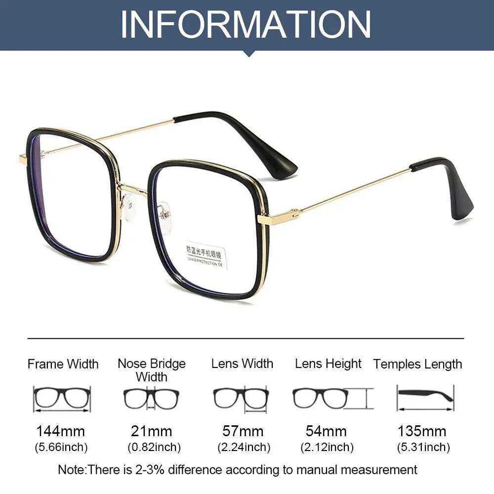 Women Pink Large Square Frame Glasses Girl Fashion Transparent Reading Glasses High-definition Anti-blue Light Computer Eyewear