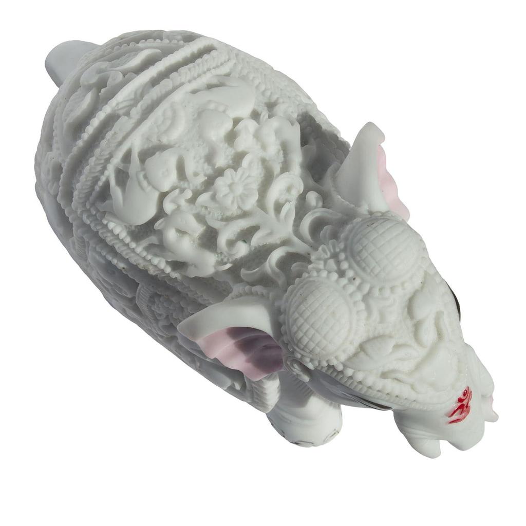 White Elephant Statue Trunk Down Hathi Figurine Big Size 7 inch Elephant Marble Resin Decorative Showpiece