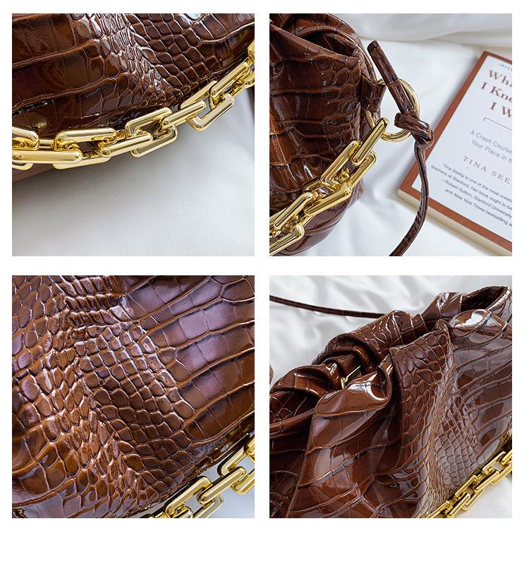 SCIONE Women's Small Bags 2020 Fashion Leather Pattern Cloud Bag All-match Shoulder Bag Thick Chain Bag