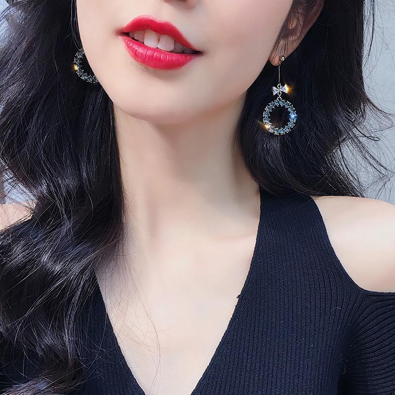 European & American Fashion Rhinestone Zirconia Bow Stud Earrings