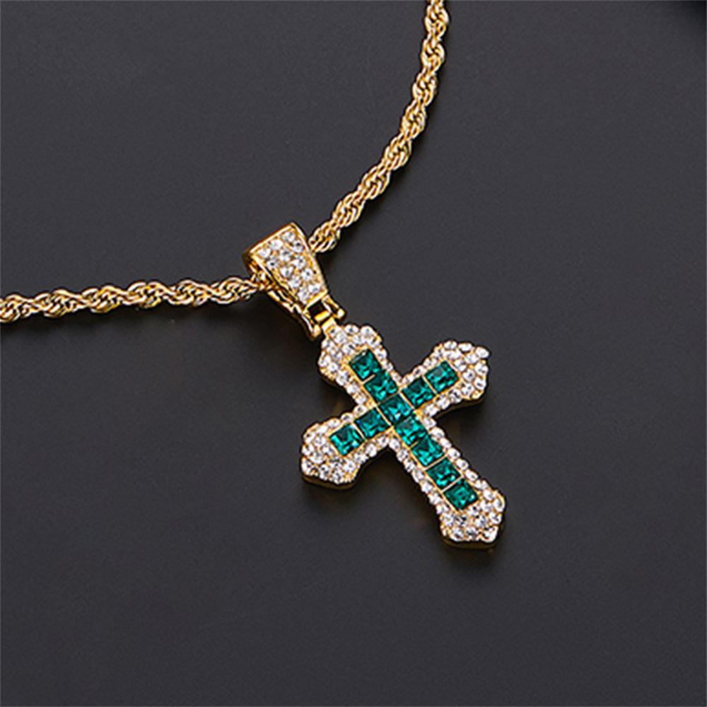 Classic Zircon Cross Necklace Iced Out Hip Hop for Men and Women Bling Pendant Punk Jewelry Gifts
