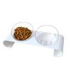 Pet Cat & Dog Transparent Double Bowl - Angled Food & Water Feeder with Neck Protection