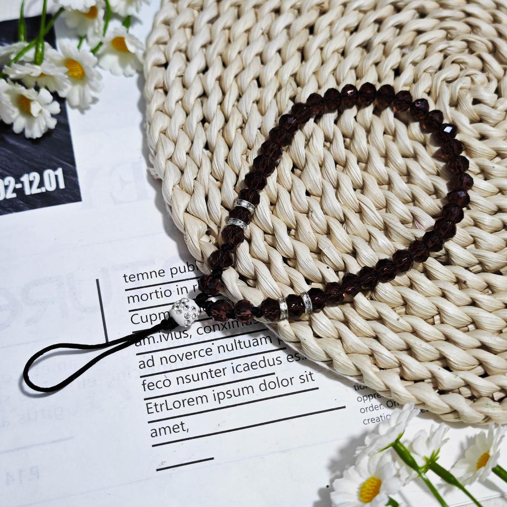 Teardrop beaded crystal mobile phone lanyard pendant case keychain pendant earphone accessories chain light luxury knotted new model