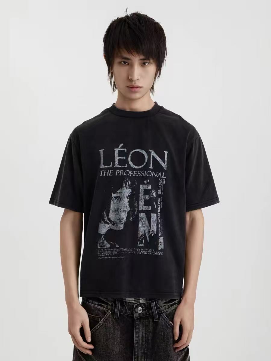 

Retro Film Print Vintage Portrait Print Short-sleeved Loose Cotton T-shirt 5XL різнокольоровий