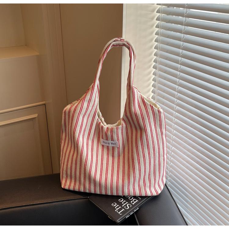 

Сумка-тоут Wenyi Fan Женская 2025 Новая Летняя Полосатая Сумка на Плечо Большой Вместимости Сумка Под Мышку Прилив бордовый