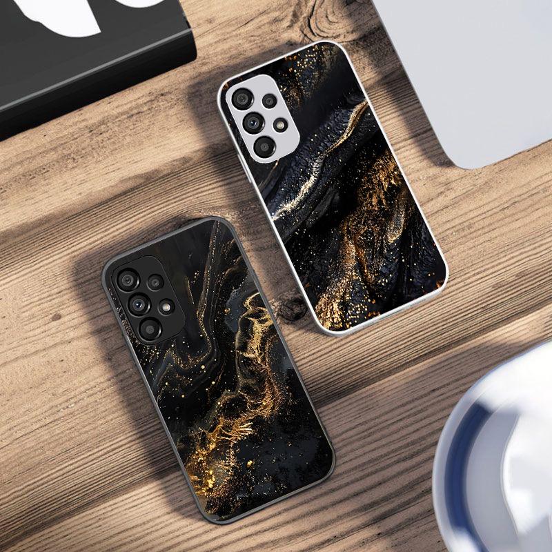 Dark Gilded Black For Samsung Galaxy S10 4G S20 11E 30 S21 21Fe 22 S24 Pro S23 Ultra 5G S8 S9 Tempered Glass Phone Case