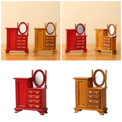 Miniature Dollhouse Vanity Table 1/12 Scale Vintage Dressing Table with Realistic Details for Dollhouse Room Decors