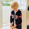 DAVE & BELLA Boys' Knitted Hooded Zipper Cardigan