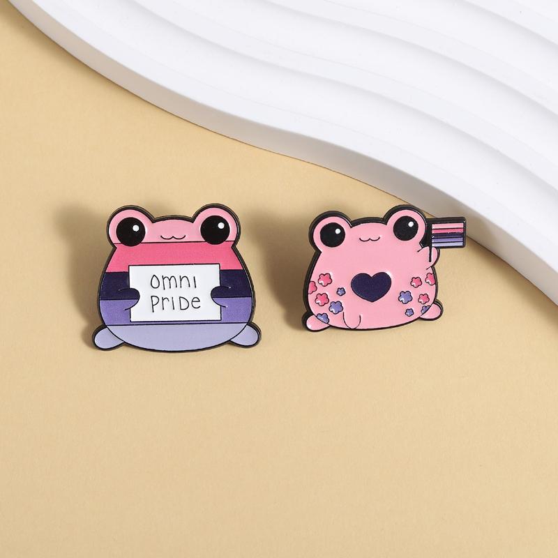 Omnisexuelle Pride Frösche Emaille Pins UV-Druck Broschen Revers Anstecker Cartoon Frosch LGBT Schmuck Geschenk für Liebende Freunde