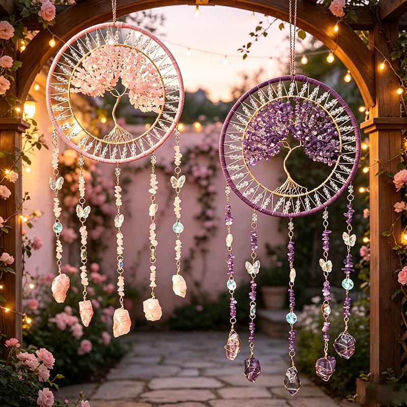 Sonnenfänger Zerbrochener Traumfänger Lebensbaum Kristall Windspiel Raumdeko Hängendes Ornament Luftanhänger Geschenk