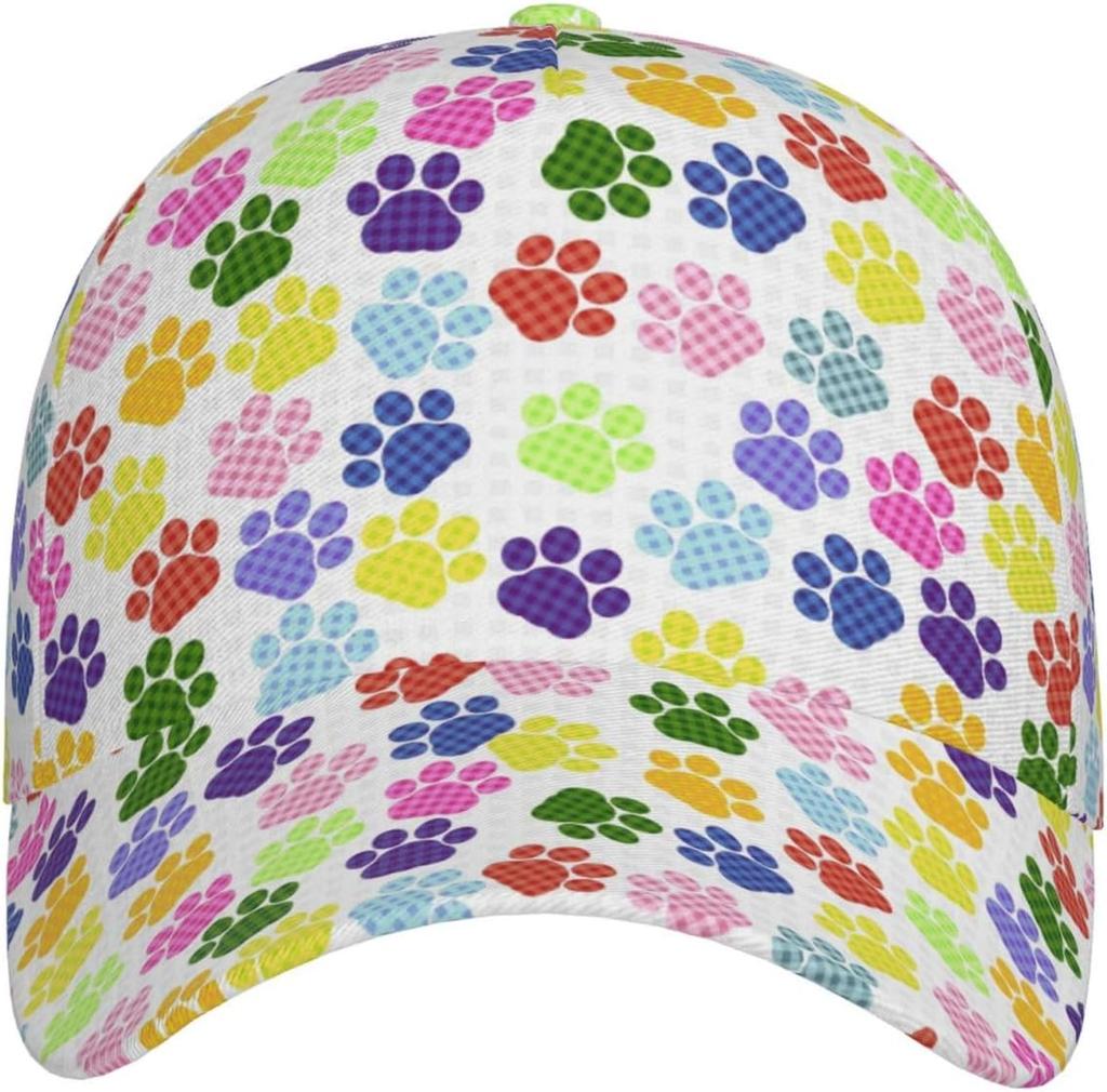 Vibrant Rainbow Paw Print Baseball Cap for Women Men Adjustable Snapback Hat Fashion Unisex Hip Hop Hats Casual Trucker Caps