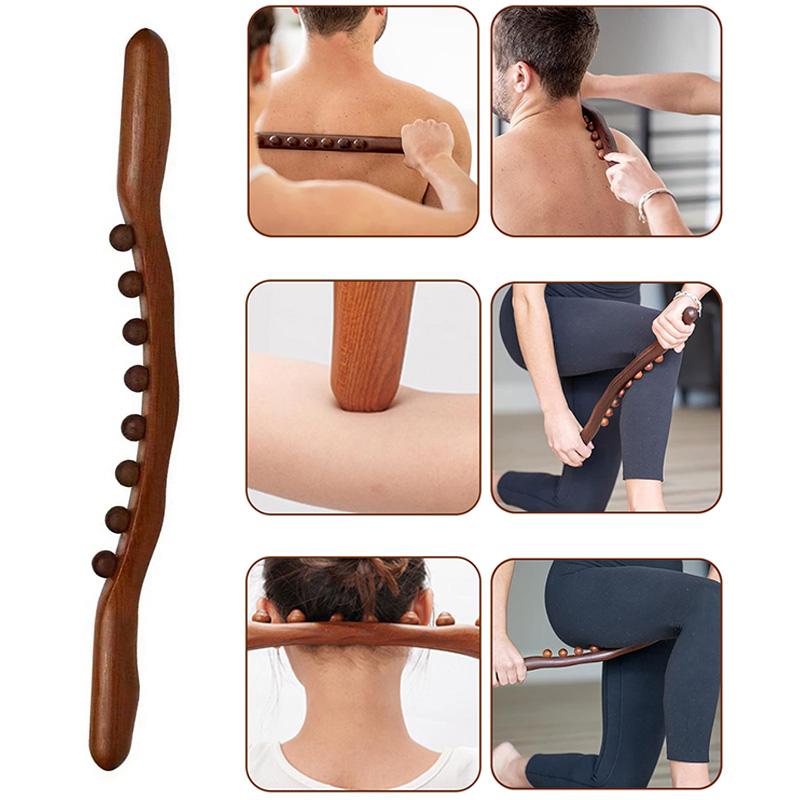 52 cm großer Guasha-Schabstab aus Holz, Massagegerät für Taille/Bauch/Beine/Hände/Rücken, Körperformungsmassagegerät