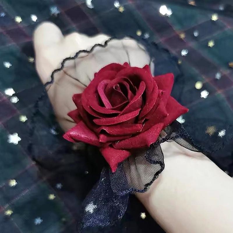 1 Pair Lace Sleeves False Sleeve  Horn Cuffs Cuff Stretch Bracelet Lolita Wrist Cuffs