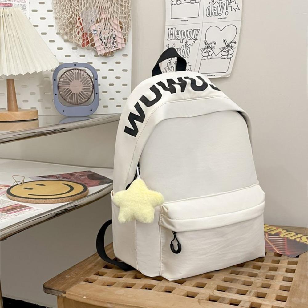 Korean Version of Alphabet Large-capacity Schoolbag Niche Design Fashionable Versatile Casual Backpack Lightweight Waterproof Burden-reducing Backpack