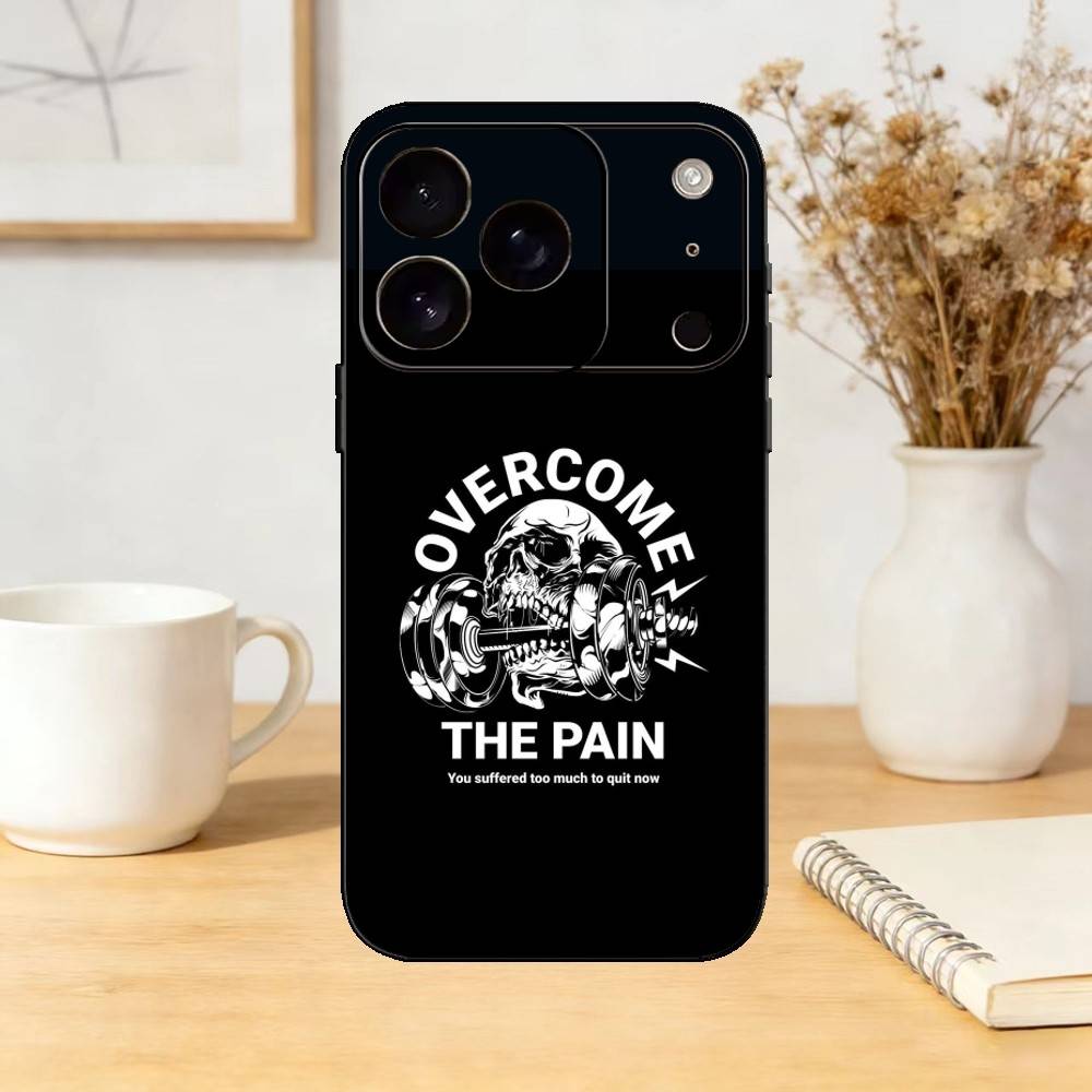 Gym Bodybuilding Never give up Phone Case Silicone black Soft For IPhone 17,16,15,14,13,12,11,SE,Plus Pro Max