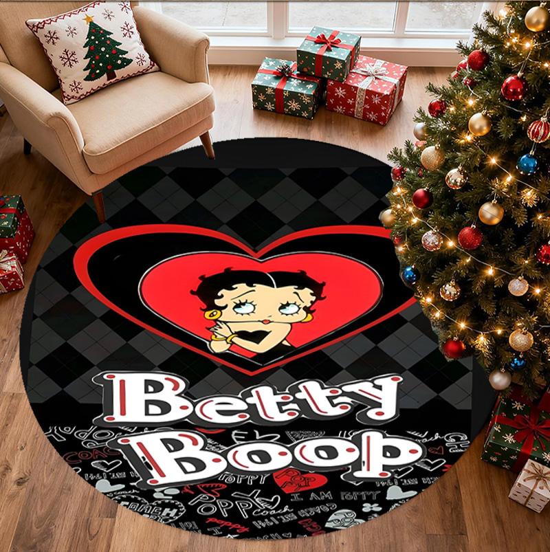 Betty Boop Pattern Round Rug, Indoor/Outdoor Mat, for Picnic, Gameroom, Bedroom, Office, Living Room, Home Decor Carpet, Birthday Gift