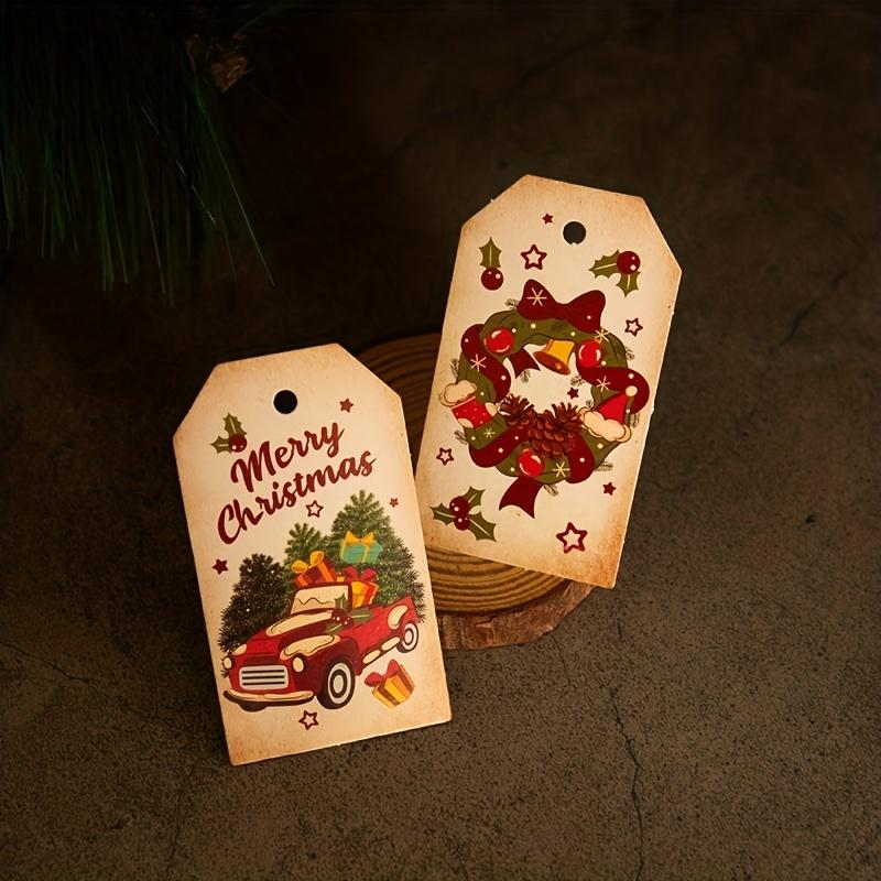 50Pcs/100pcs Christmas Retro Creative Santa Tag, Christmas Gift Message Card, Christmas Tree Decoration Card
