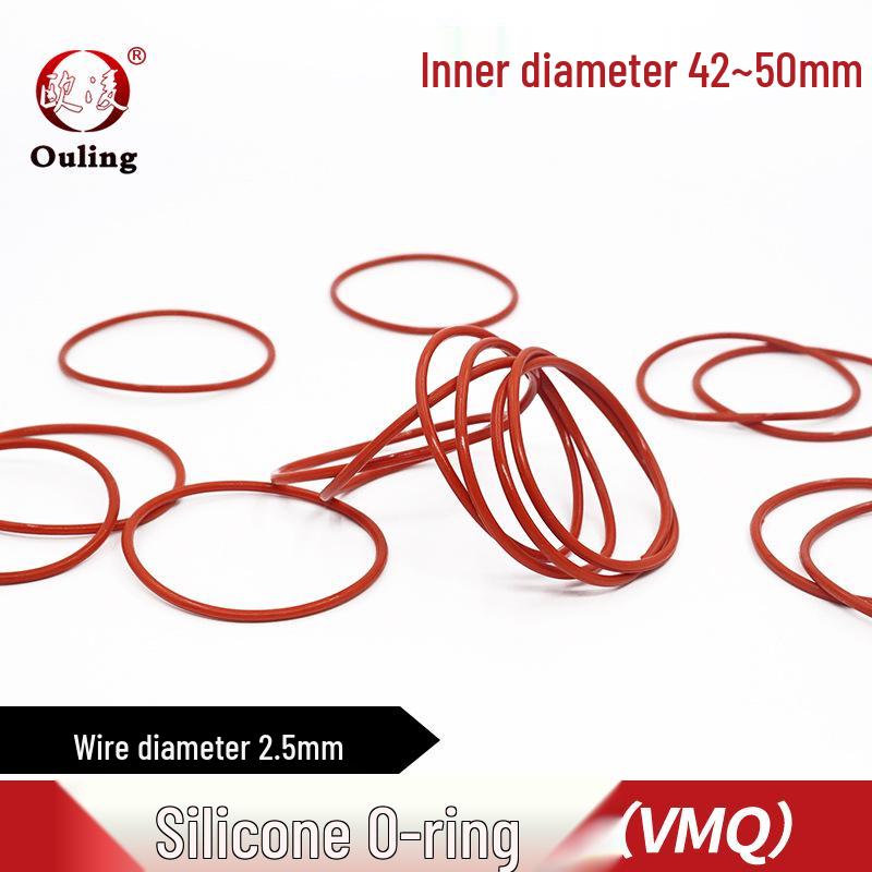 Red Silicone O-Ring, High Temp Resistant, Elastic 42/44/45/48/50x2.5mm Outer Diameter 42*2.5mm (5pcs) Red Silicone O-ring