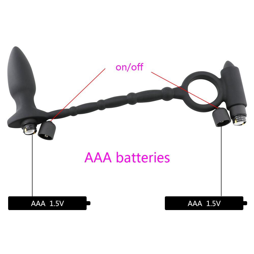 10 Modi Vibration Penisring mit vibrierendem Analplug Silikon Cockring Butt Plug Sexspielzeug für Männer