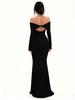 2026 Women's Solid Color Fashionable Long Sleeve Maxi Dress - New Summer Arrival
