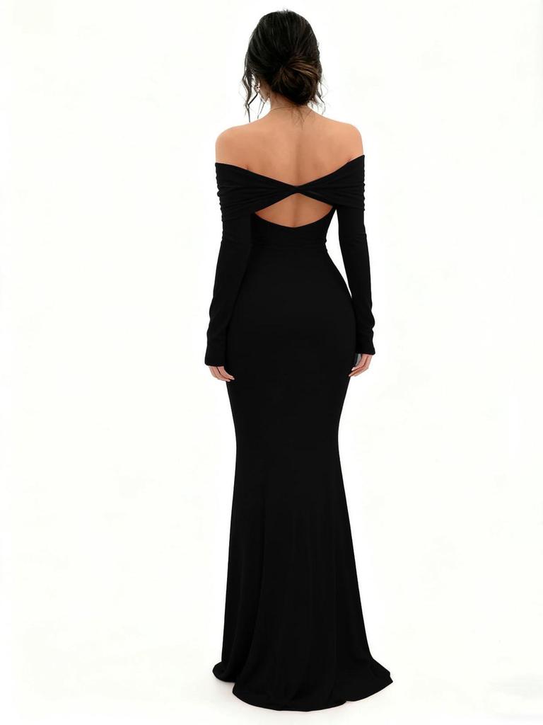 2026 Women's Solid Color Fashionable Long Sleeve Maxi Dress - New Summer Arrival