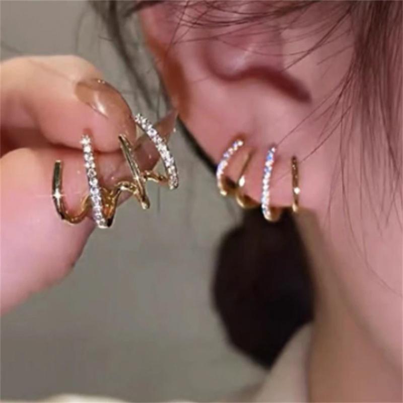 Koreanische Metall-Herz-Ohrstecker Fischschwanz-Perlen-Hängeohrringe für Damen Mädchen Kristall Eleganter Schmuck Geschenk