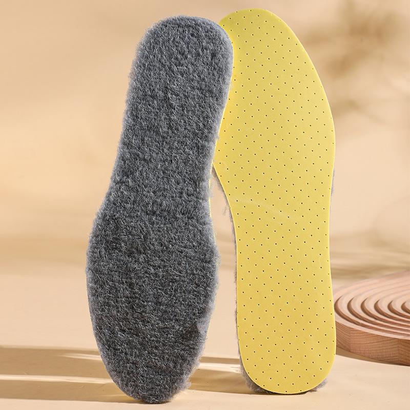 Breathable Anti-Odor Latex Wool Insoles: Soft, Thick, Sweat-Absorbent Fleece for Winter Comfort