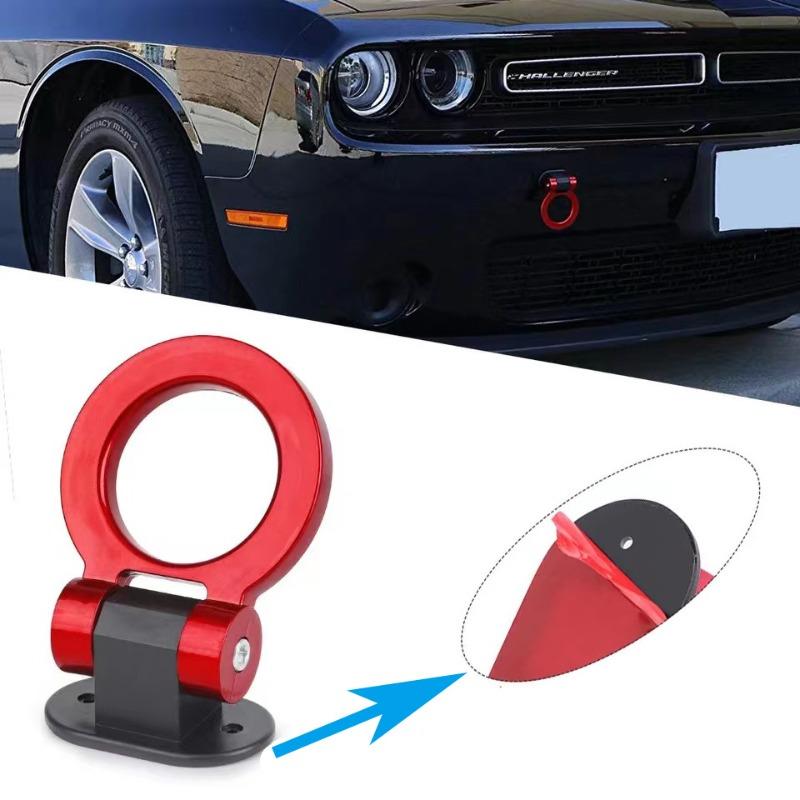 Car Front and Rear Trailer Hook Stickers ABS Adhesive Non-destructive Tow Hook Anti-real Racing Ring Vehicle Tow Towing Hook Set