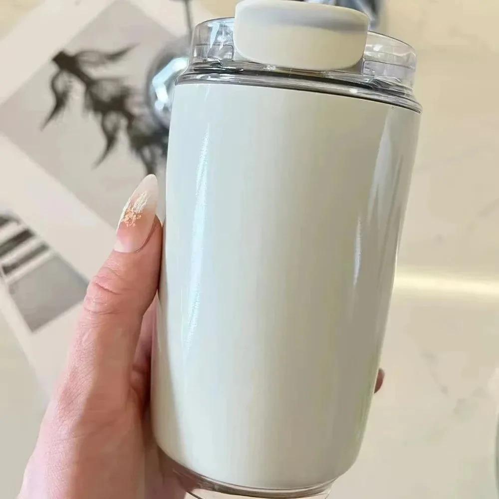 Tumbler Thermos Mug Milky White Coffee Mug Car Thermos Water Bottle Travel Stainless Steel Vacuum Bottle Drinking Jug