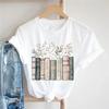 Fashionable 90s Retro Women's Book Flower Pattern Printed Top Casual Short Sleeved Street Versatile Harajuku Round Neck T-Shirt