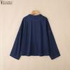 ZANZEA Women Casual V-Neck Loose Long Sleeve Blouse