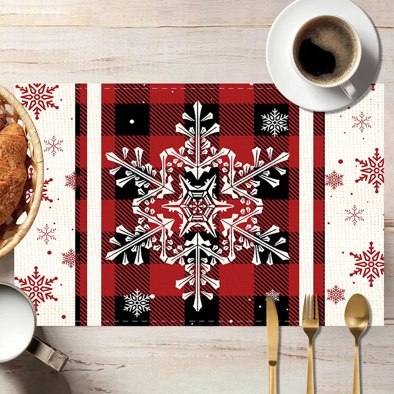 New Christmas Printed Placemats Cross-border Holiday Party Dining Table Thermal Insulation and Anti-pollution Dining Table Mats