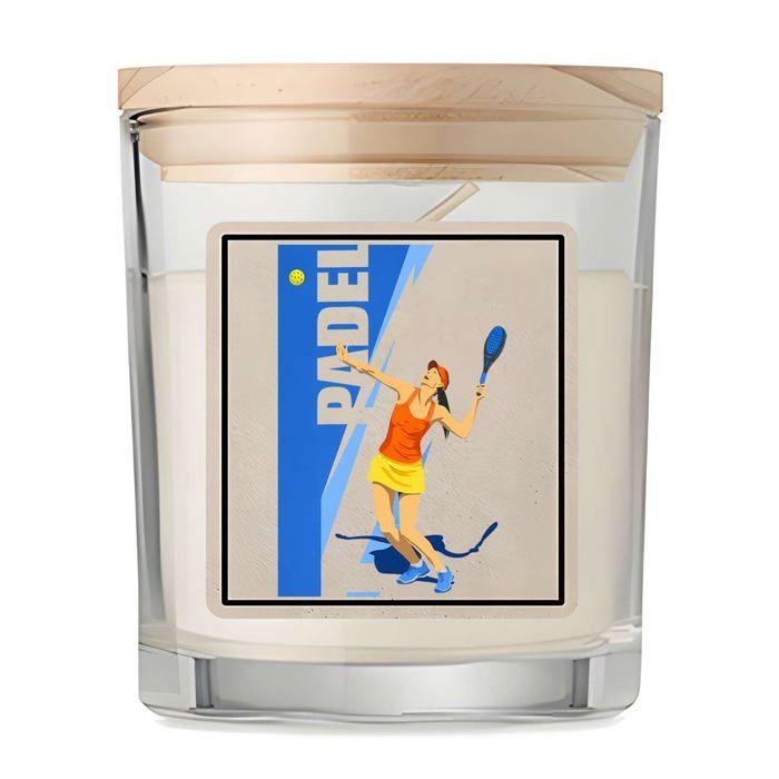 Bougie parfumée - PLANETEE - Smash Padel Féminin - Parfum vanille - Couvercle bambou - Format compact 8,5x7 cm