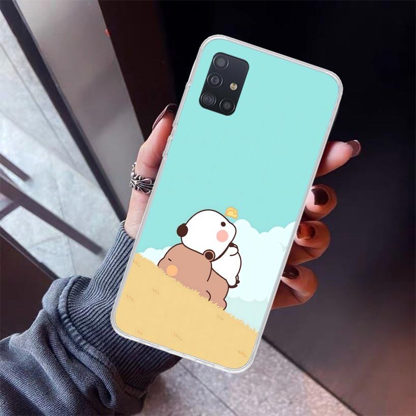 Cute Peach Goma Cat Phone Case For Samsung Galaxy A12 A52S A42 A32 A22 A51 A50 Note 20 Ultra 10 S10 Plus A71 A70 A31 A30 A10S Ga
