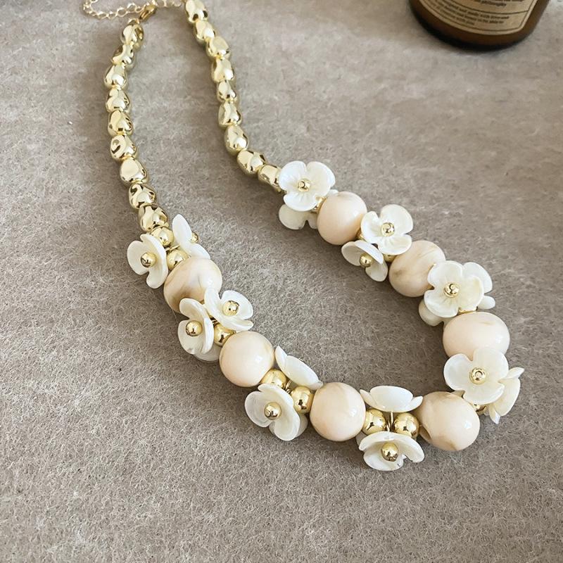 Elegant Summer Acrylic Beaded Necklace: Fashionable Round Clavicle Chain Jewelry