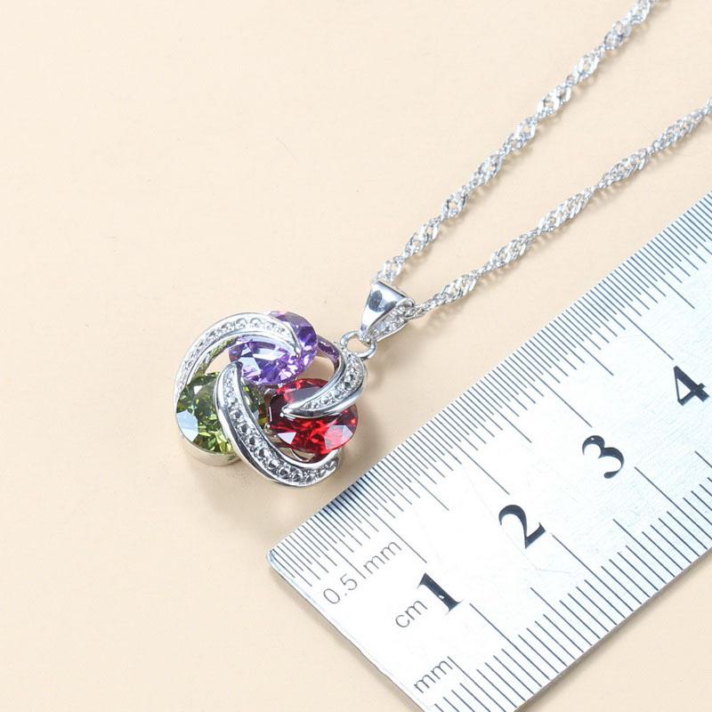 Hochzeitsaccessoires Damen Ohrring und Ring Schmucksets Top Qualität Bunter Zirkonia Brautschmuck