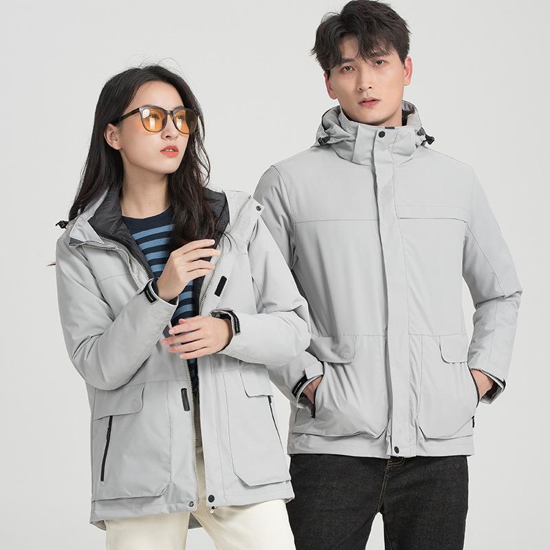 Three-in-one Down Liner Cold Jacket Women's Outdoor All-weather Waterproof Graphene Warm Jacket Men's Group Buying