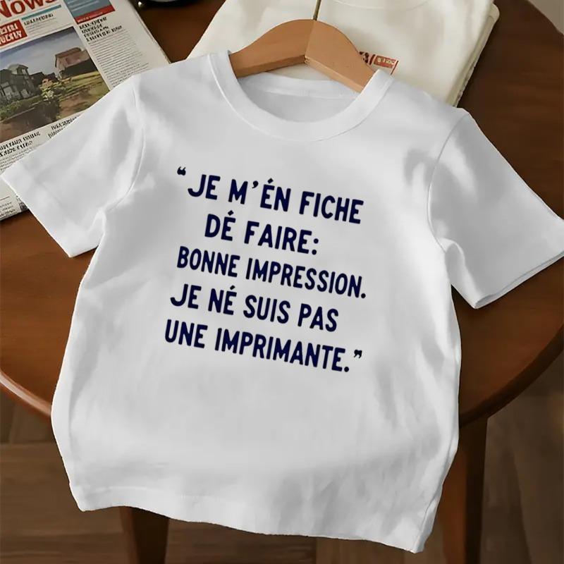 Children Crew Neck Short Sleeve T-Shirt with Fun Letter Print 110 белый