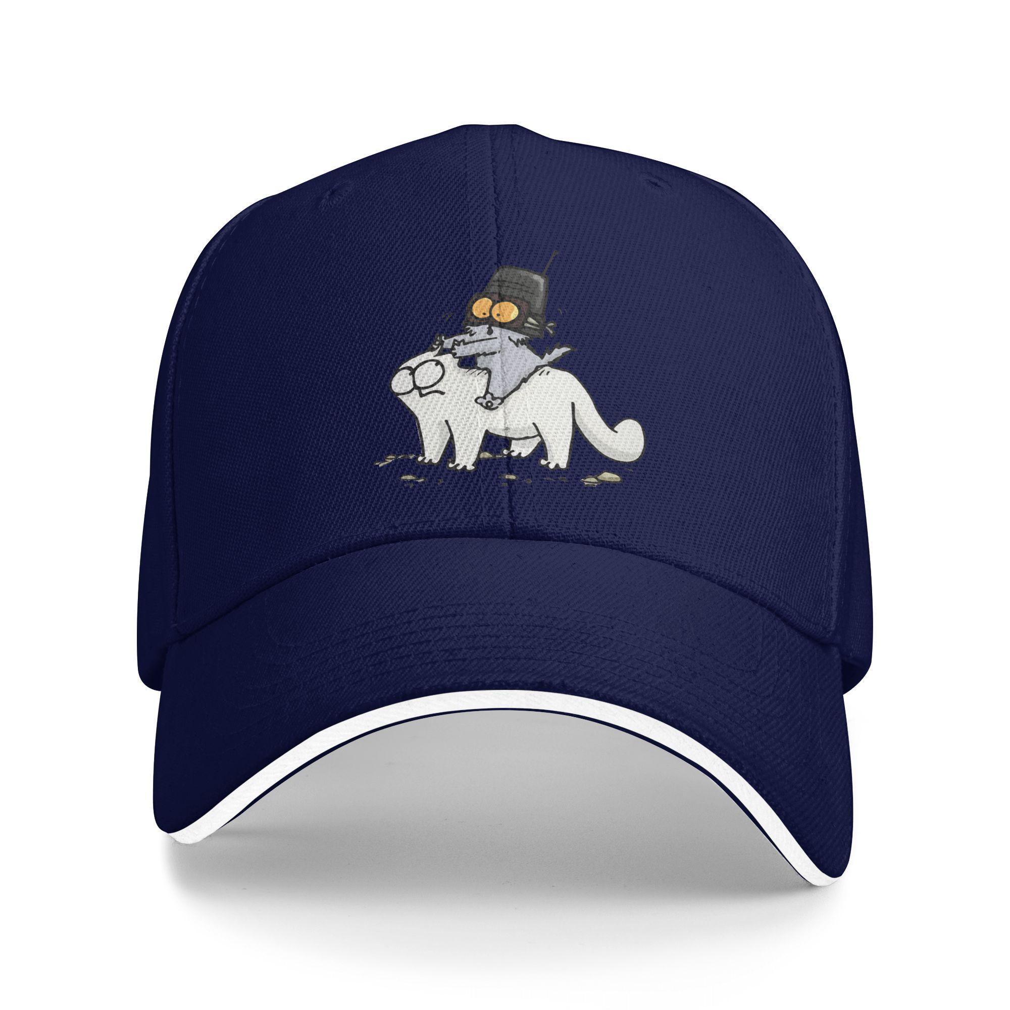

Simons Cat Baseball Cap Y2k Funny Hip Hop Hats Summer Unisex-Teens Kpop Rock Baseball Caps One Size темно-синього кольору