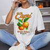 Retro Capri Orange T-Shirts für Damen Niedliche Obstgrafik-T-Shirts Kurzarm Locker Italien Urlaubs-T-Shirt Vintage Ästhetische Oberteile