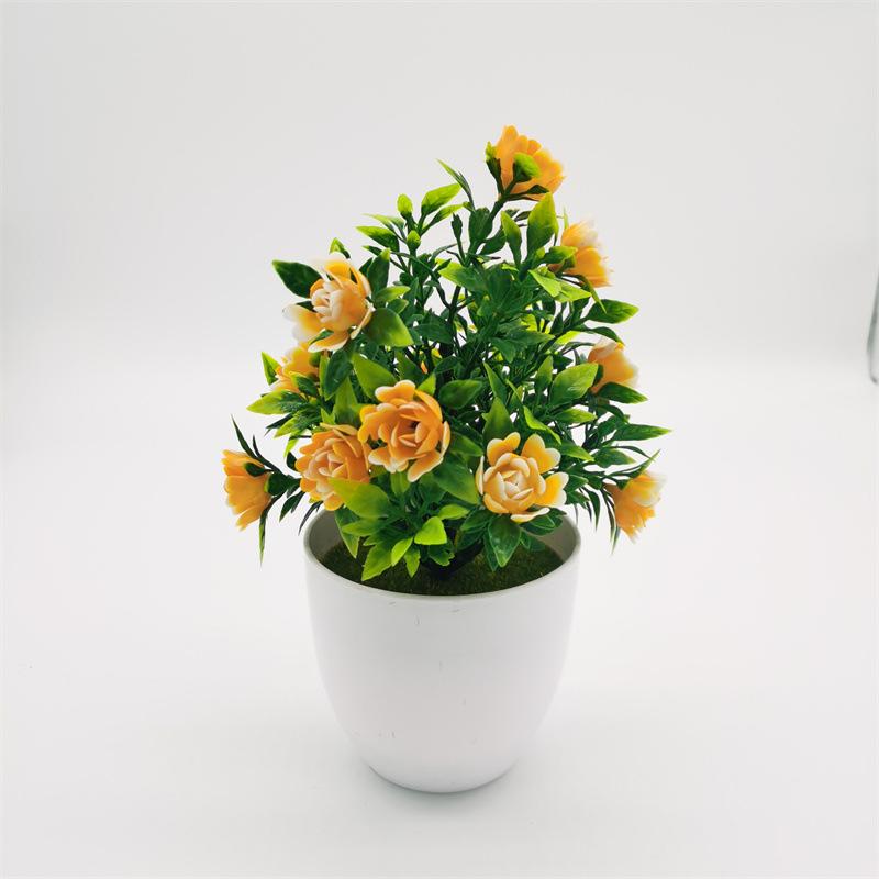 Artificial Green Plant Ornaments: Small Potted Rose Bonsai for Home Décor
