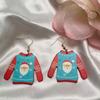 Fashion Personality Cartoon Cute Versatile Sweater Santa Claus Head Earrings Earrings Suitable for Ladies Celebration